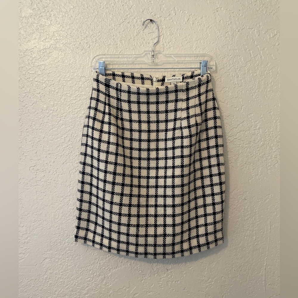 90s vintage / Ann Taylor wool checkered mini skirt